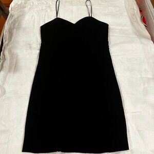 Vintage Black Velvet Slip Dress Made in USA Size M Cocktail Spaghetti Strap LBD